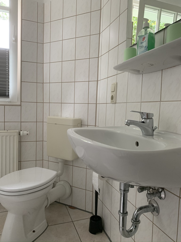 Badezimmer mit WC und Waschbecken